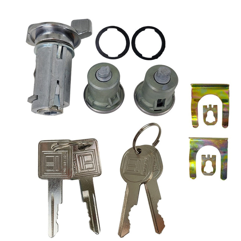 DURAFORCE For GM 701398 Chrome Ignition Key Switch Cylinder & Door Lock Pair Set W/ Keys