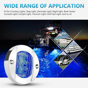 DURAFORCE 4X Round Marine Boat LED Courtesy For Cabin Deck Stern Navigatioin Light Blue