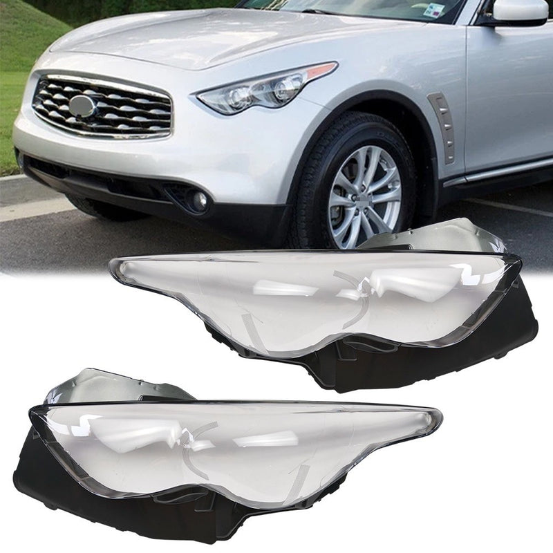 DURAFORCE For Infiniti FX35 2009-2013 Front Headlight Lens Clear Cover + Seal Glue