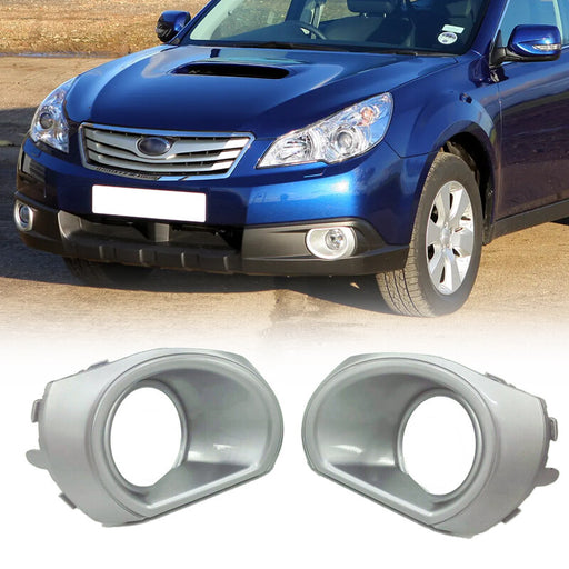 DURAFORCE For 2010-2012 Subaru Outback Front Silver Fog Lights Lamps Cover Trim Ring 2PCS