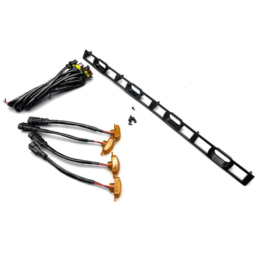 DURAFORCE Front Hood Grille Amber LED Lights Assy w Wire Harness for Toyota Tacoma