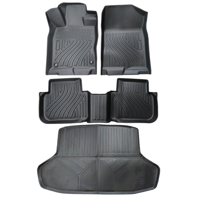 DURAFORCE For 2022-2025 Honda Civic Sedan TPE Floor Mats+Cargo Liner Trunk Mat All-Weather