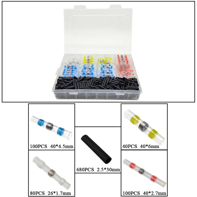 DURAFORCE 1000x Solder Seal Sleeve Heat Shrink Butt Wire Connectors Terminals Waterproof