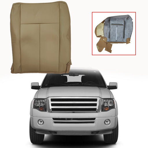 DURAFORCE Driver Side Bottom Leather Seat Cover Tan For 2007 2008 - 2014 Ford Expedition