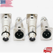 DURAFORCE 4 x 3 Pin XLR Male to Female Audio Pass Thru Feed Panel Mount Connector Adapter