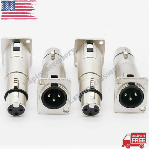DURAFORCE 4 x 3 Pin XLR Male to Female Audio Pass Thru Feed Panel Mount Connector Adapter
