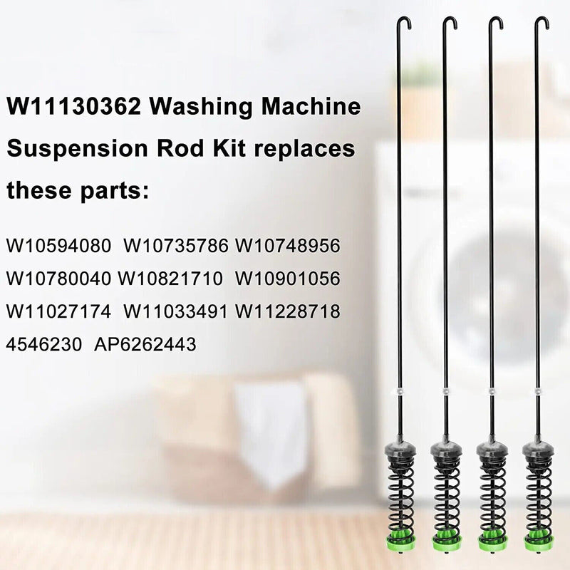 DURAFORCE 4Pcs W11130362 Washer Suspension Rod Kit For Whirlpool W10594080 Washing Machine