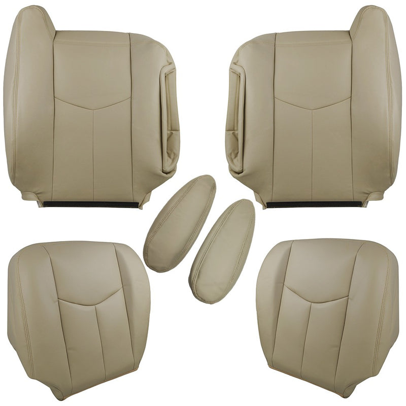 DURAFORCE For 2003 - 2006 Chevy Tahoe GMC Yukon Driver & Passenger Leather Seat Cover Tan