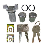 DURAFORCE For GM 701398 Chrome Ignition Key Switch Cylinder & Door Lock Pair Set W/ Keys