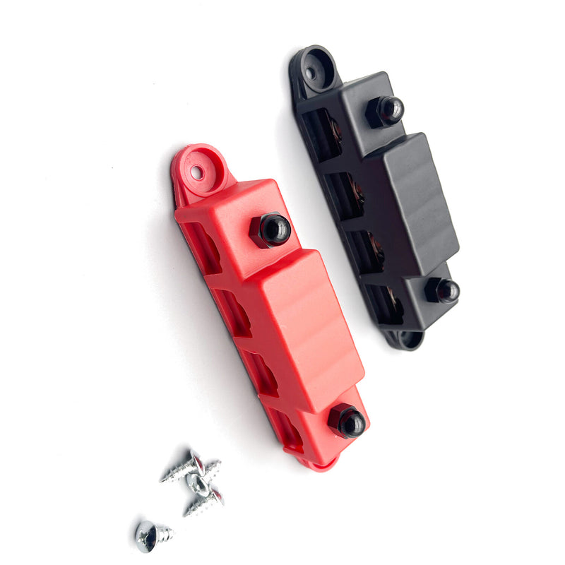 DURAFORCE New Red & Black 5/16" 4 Stud Power Distribution Block -BUSBAR- With Cover