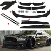 DURAFORCE For Dodge Charger 2007-2014 Glossy Black Front Bumper Lip Spoiler Body Kit Side