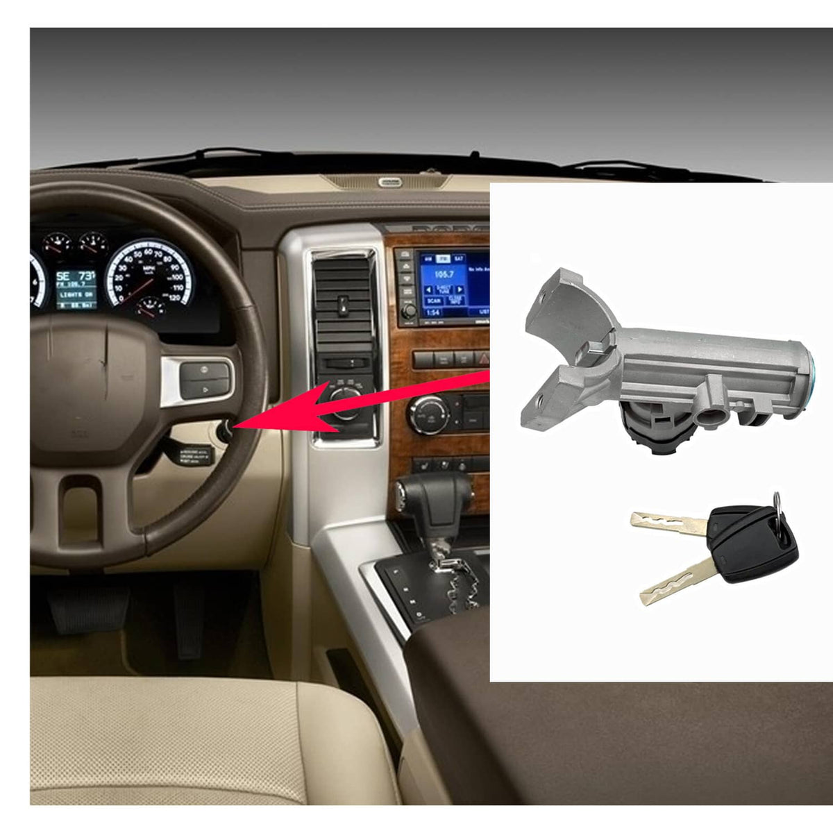Ignition Starter Switch with 2 Keys For Dodge Ram Promaster 1500 2500 ...
