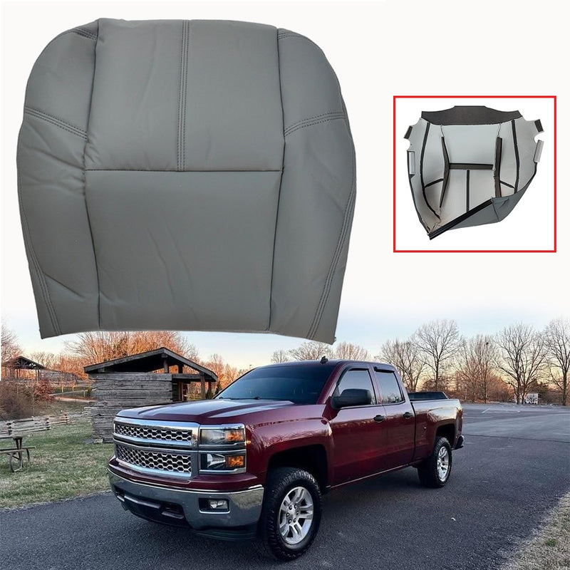 DURAFORCE Driver Side Bottom Leather Seat Cover Gray For 2007-2014 Chevy Tahoe Silverado