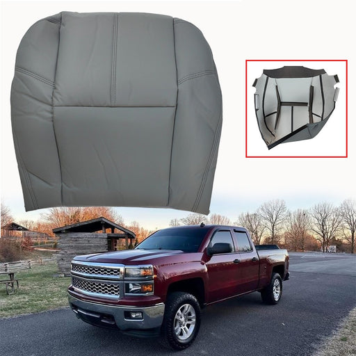 DURAFORCE Driver Side Bottom Leather Seat Cover Gray For 2007-2014 Chevy Tahoe Silverado