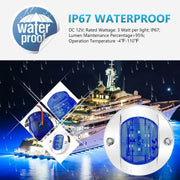 DURAFORCE 4X Round Marine Boat LED Courtesy For Cabin Deck Stern Navigatioin Light Blue