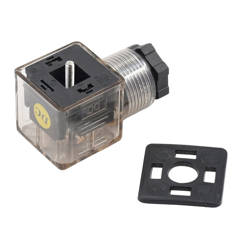 DURAFORCE DIN 43650 AC Type-A 3 Prong Solenoid Connector Plug LED Indicator 110 V 220 VAC