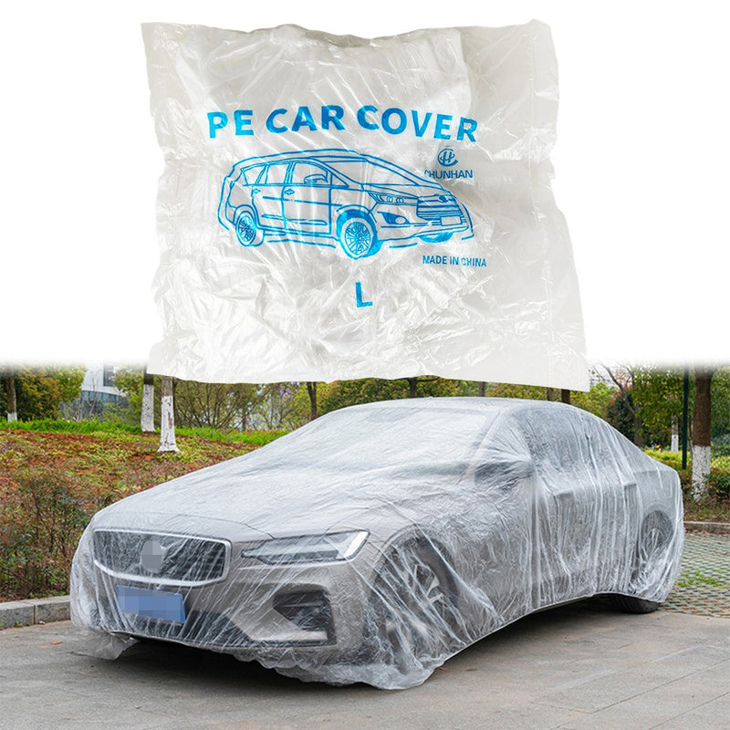 Clear Plastic Disposable Car Cover Temporary Universal Rain Dust Garage 5 Pack