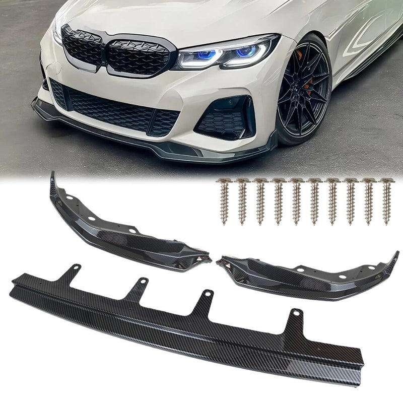 DURAFORCE Carbon Fiber Style M Front Bumper Lip For 2019-22 Bmw G20 3 SERIES 330I M340I