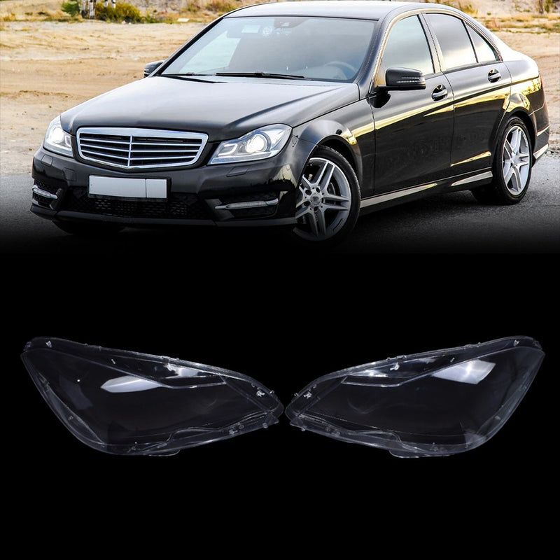 DURAFORCE Car Front Headlight Lens Cover For Mercedes Benz C Class W204 2011-2015