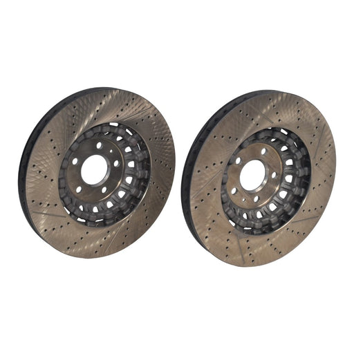 DURAFORCE New Pair Set of 2 Front 375mm Drilled Brake Disc Rotors for 2018-2023 Audi RS5