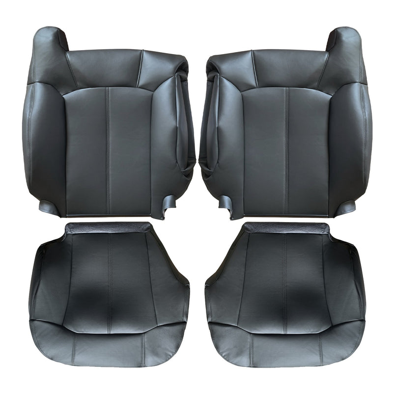 DURAFORCE For 1999-2002 Chevy Silverado 1500 Driver & Passenger Leather Seat Cover Black