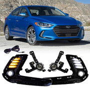 DURAFORCE Front LED DRL Turn Signal Fog Lights Lamp for 2016-2018 for Hyundai Elantra