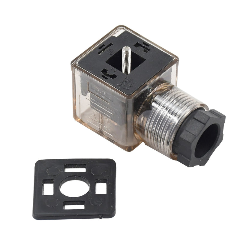 DURAFORCE DIN 43650 AC Type-A 3 Prong Solenoid Connector Plug LED Indicator 110 V 220 VAC