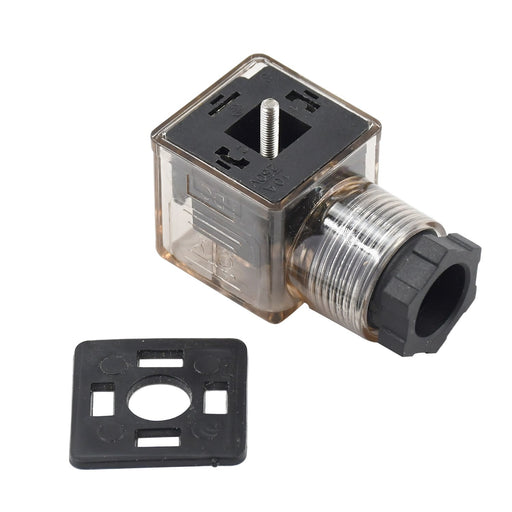 DURAFORCE DIN 43650 AC Type-A 3 Prong Solenoid Connector Plug LED Indicator 110 V 220 VAC