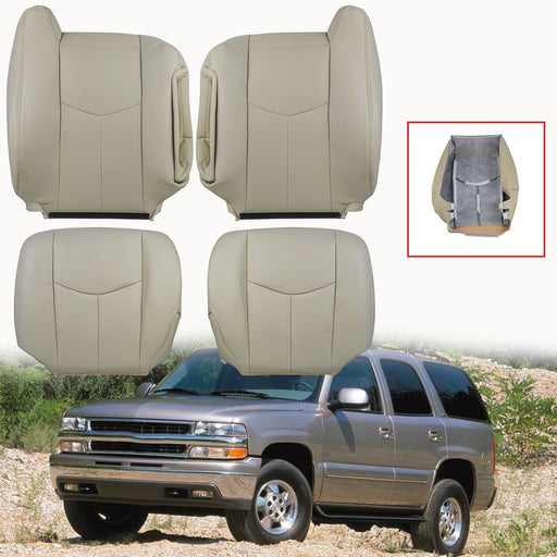 DURAFORCE For 2003-2006 Chevy Suburban Driver Passenger Bottom &Top Leather Seat Cover Tan