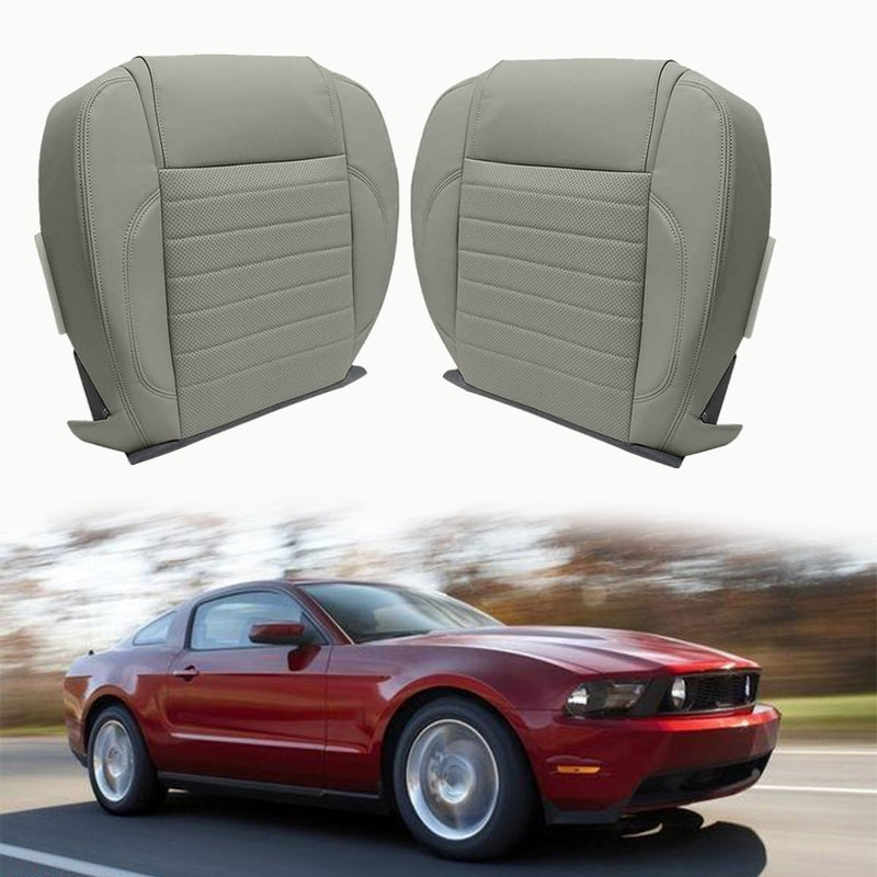 DURAFORCE Driver&Passenger Side Bottom Leather Seat Cover GRAY For Ford Mustang 2010-2014