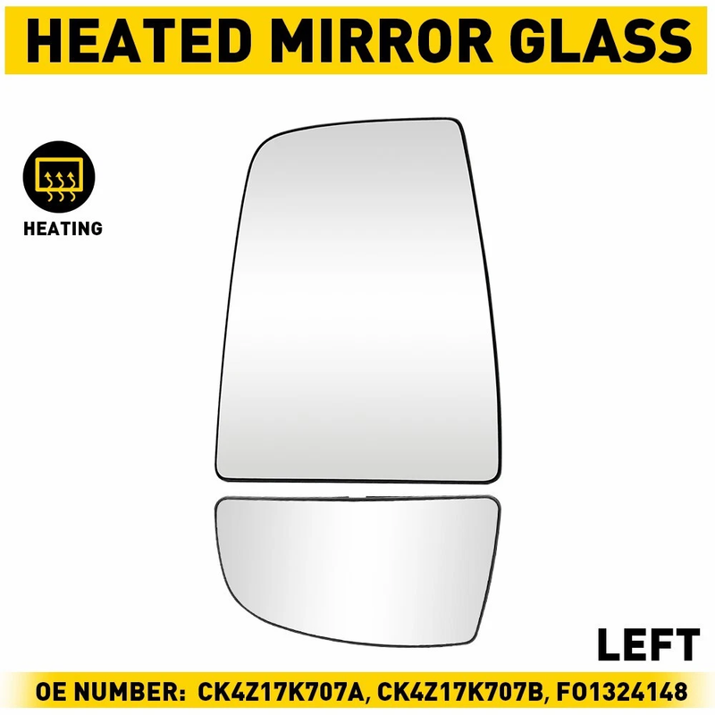 Mirror Glass Upper Lower Driver Side Left for Ford Transit 150 2021 Base Crew