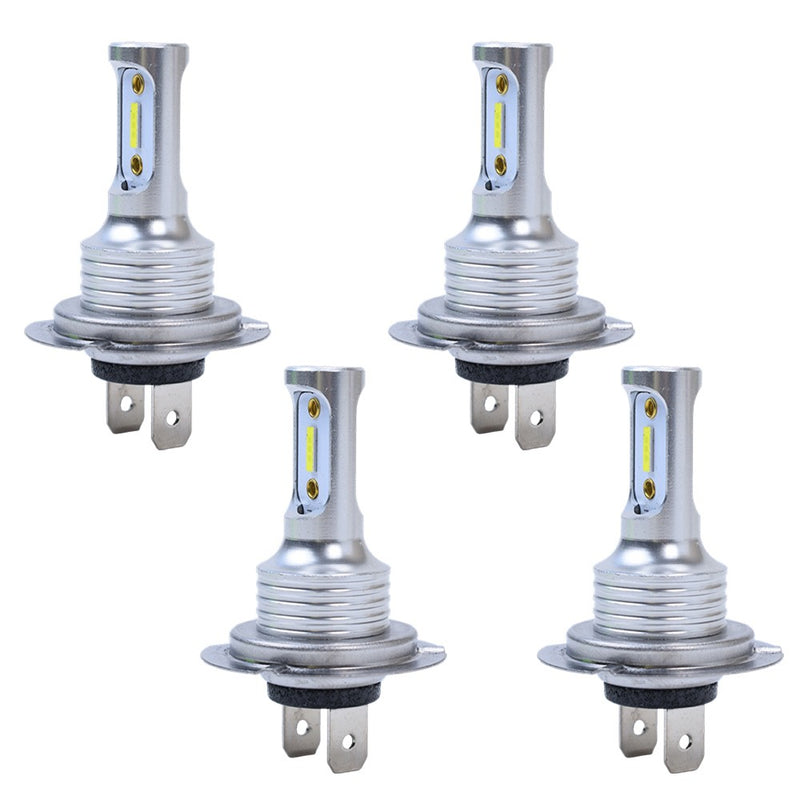 DURAFORCE 4Pcs H7 LED Headlights Bulbs 10000K High Low Beams Kit Combo Super White Bright
