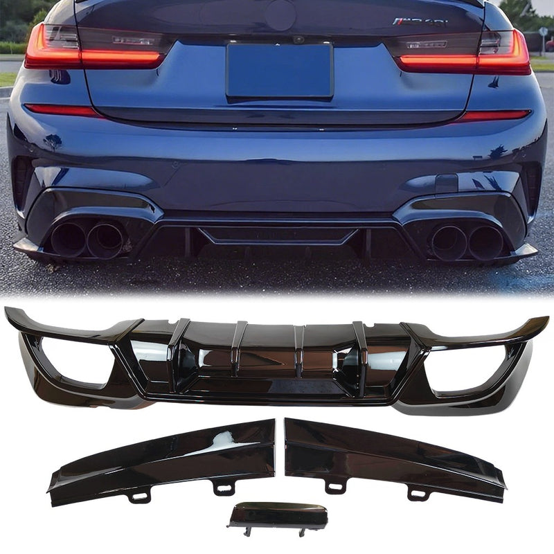 DURAFORCE Gloss Black Rear Diffuser For BMW 330e xDrive 2022 Base Sedan 4-Door L4 2.0L
