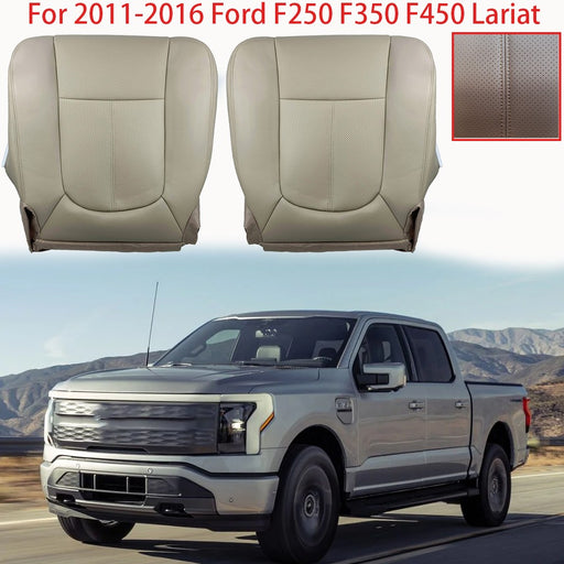 DURAFORCE For 2011-2016 Ford F250 Lariat Driver&Passenger Bottom Leather Seat Cover Tan