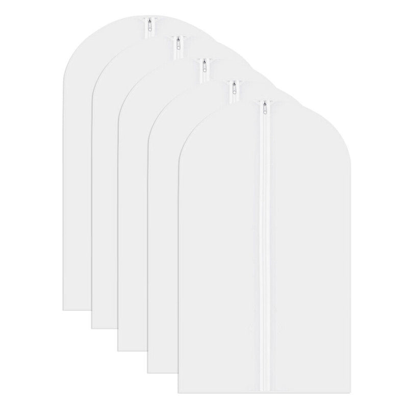 DURAFORCE 5Pcs Garment Bag Travel Suit Dress Storage Clear Cover Full Zipper Coat Carrier