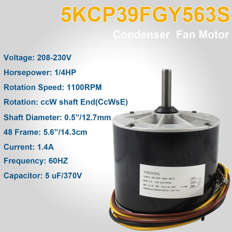 DURAFORCE 3S047 Carrier 1/4 HP, 1100 RPM, 208-230 V Condenser Fan Motor for 5KCP39FGU997AS