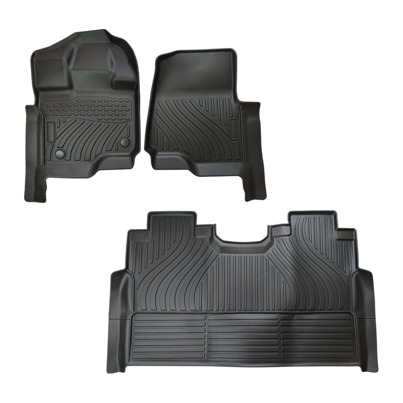 DURAFORCE New TPE Floor Mats for 2015-2025 Ford F-150/F-150 Lightning Super Crew Cab Liner