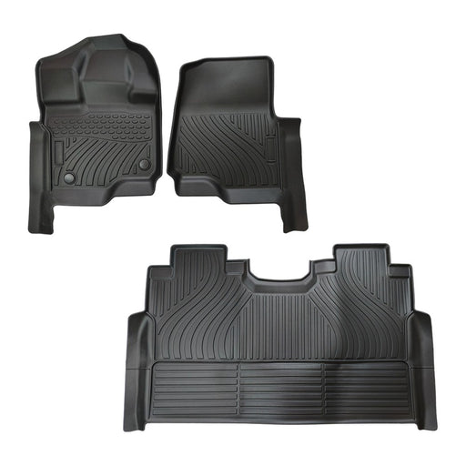 DURAFORCE New TPE Floor Mats for 2015-2025 Ford F-150/F-150 Lightning Super Crew Cab Liner