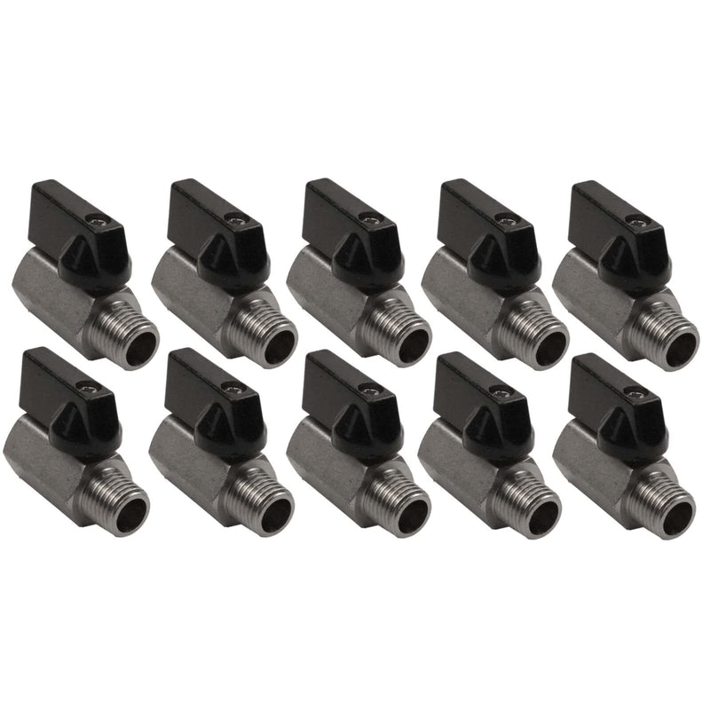DURAFORCE 10x Mini 1/4" Male 1/4 Inch Female NPT Brass Ball Shut Off Valve Water Air Fluid