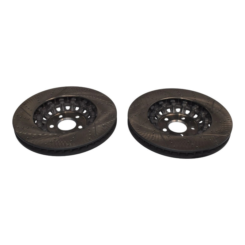 DURAFORCE New Pair Set of 2 Front 375mm Drilled Brake Disc Rotors for 2018-2023 Audi RS5