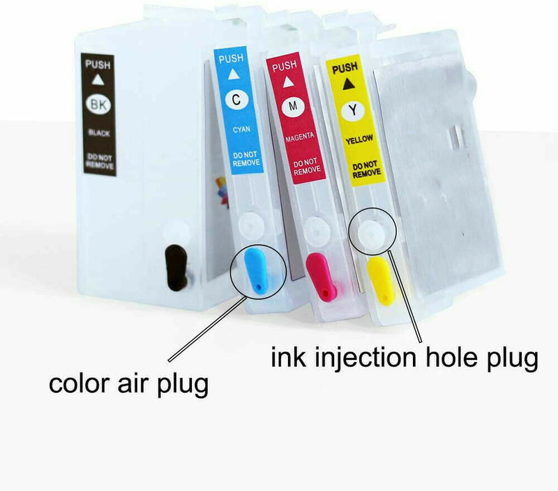 DURAFORCE 4-Color Refillable Ink Cartridges For Epson WorkForce 7210 7710 7720 Printers US