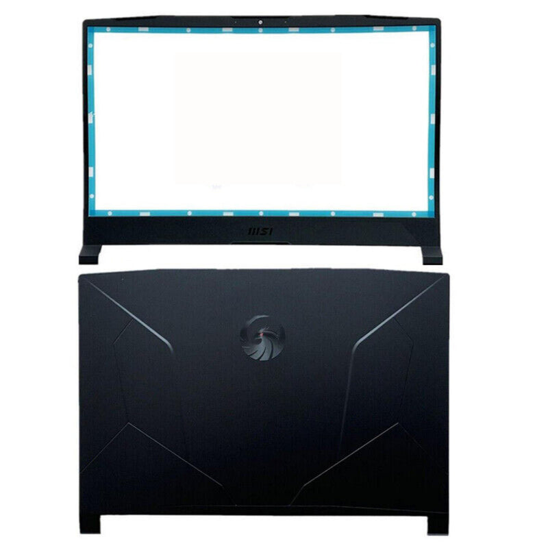 DURAFORCE Back Cover+Front Bezel For MSI Katana GF66 11UE MS1581 MS-1582 Black Plastic US