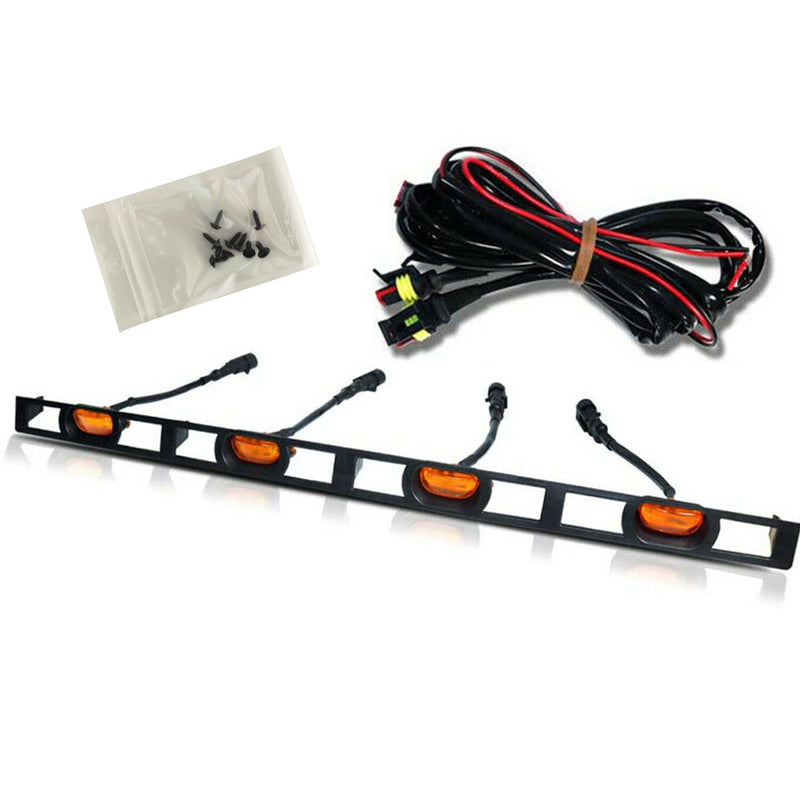 DURAFORCE Front Hood Grille Amber LED Lights Assy w/Wire Harness For 12-15 Toyota Tacoma
