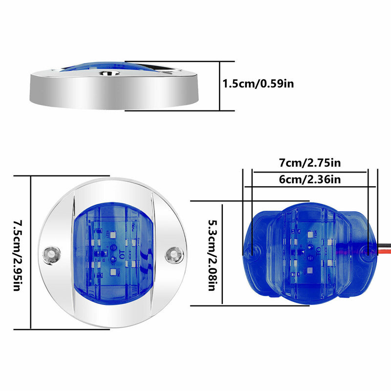 DURAFORCE 4X Round Marine Boat LED Courtesy For Cabin Deck Stern Navigatioin Light Blue