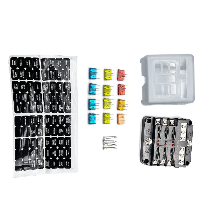 DURAFORCE 6Way Car Boot Power Distribution 12/24V Blade Fuse Holder Box Block Panel Board