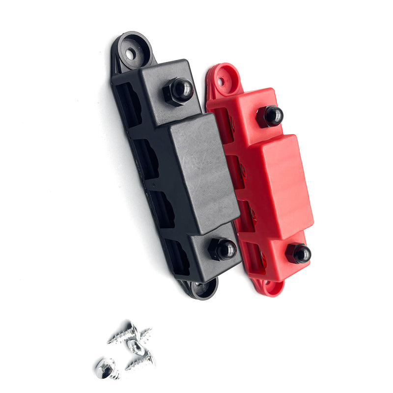 DURAFORCE New Red & Black 5/16" 4 Stud Power Distribution Block -BUSBAR- With Cover