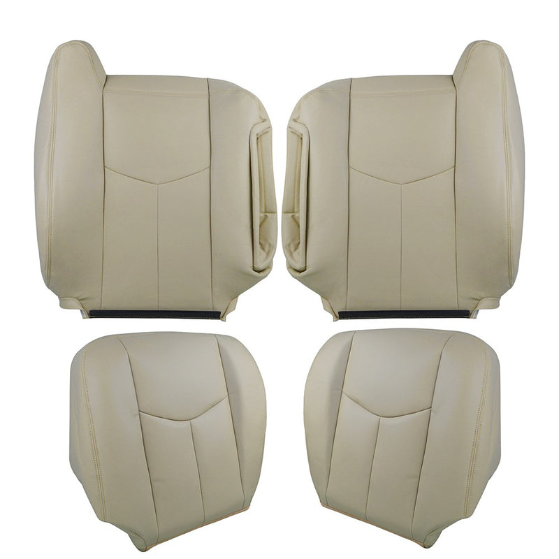 DURAFORCE For 2003-2006 Chevy Suburban Driver Passenger Bottom &Top Leather Seat Cover Tan