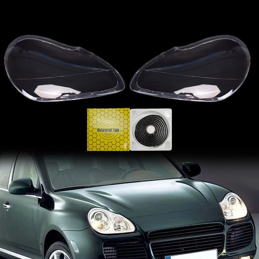 DURAFORCE For Porsche Cayenne 2003-2006 2PCS Car Headlight Lens Cover Shell+Glue Clear L+R