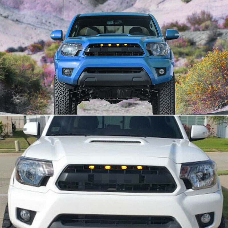 DURAFORCE Front Hood Grille Amber LED Lights Assy w/Wire Harness For 12-15 Toyota Tacoma