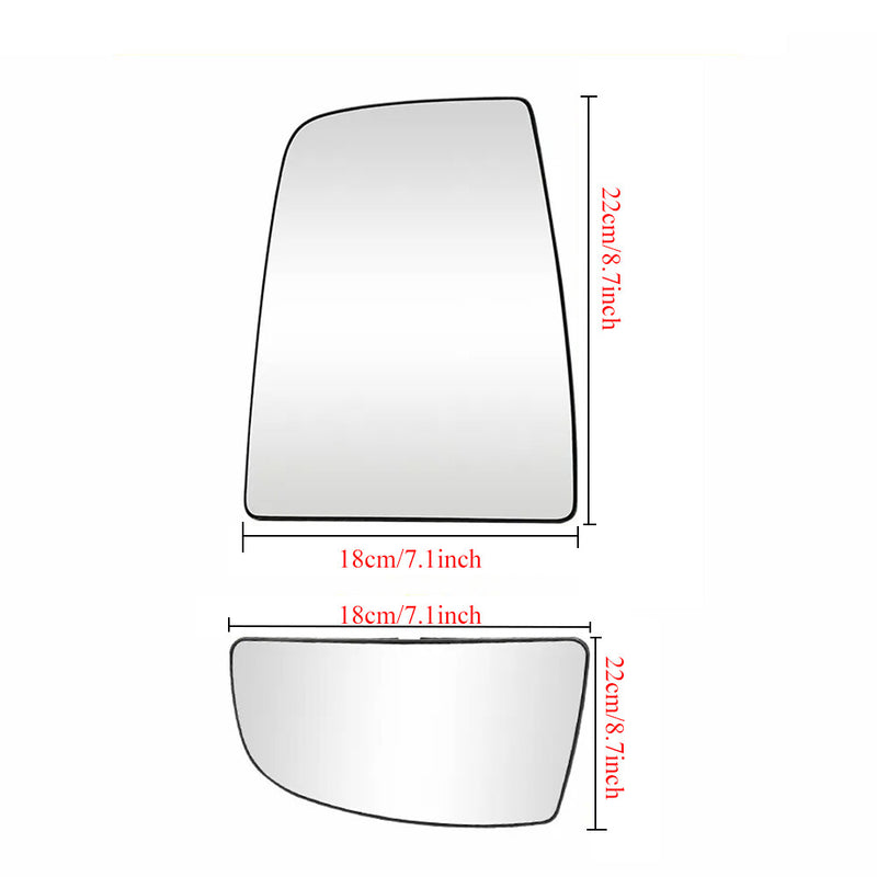 Mirror Glass Upper Lower Driver Side Left for Ford Transit 150 2021 Base Crew